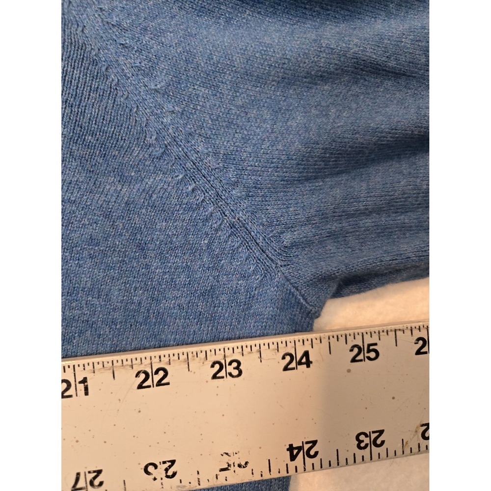 LL Bean Mens Blue V Neck Sweater L Red Cotton Cashmere Blend - Picture 6 of 9